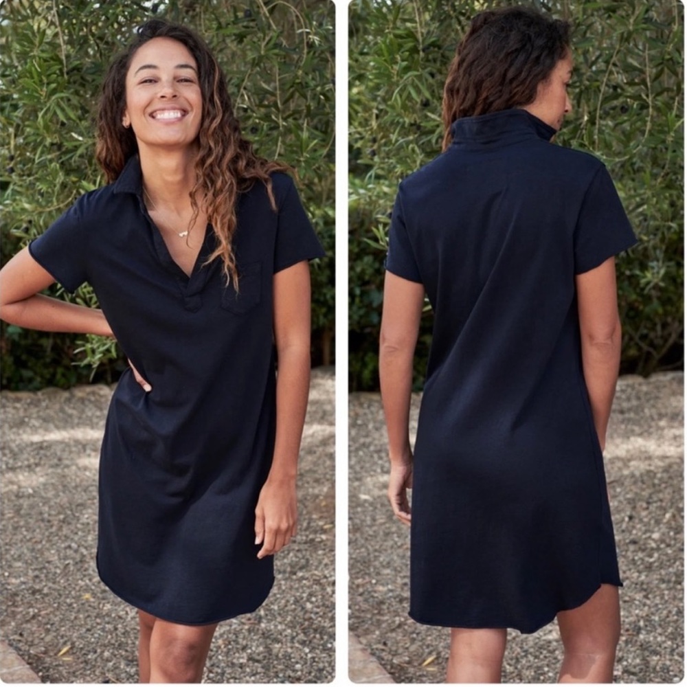 Frank & Eileen Lauren Polo Dress BLACK Heritage Jersey SIZE SMALL 1208
